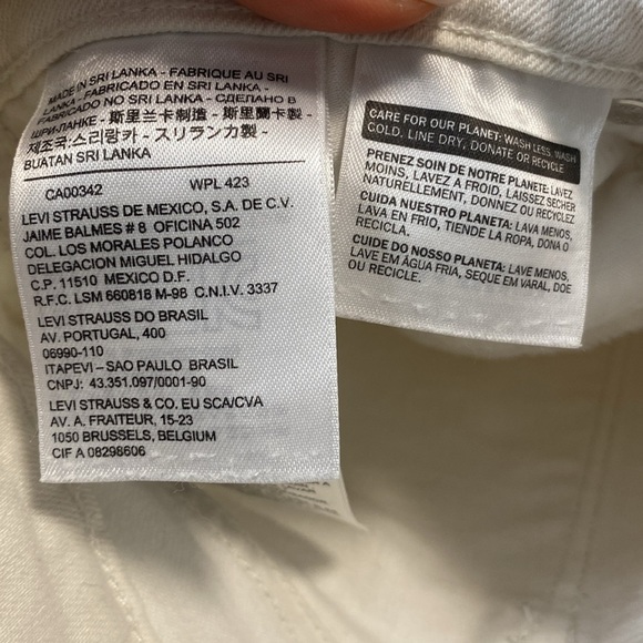 Levi's White Ivory Cream Denim Jeans - Modern Rise Straight - W29 L32 - Picture 7 of 8